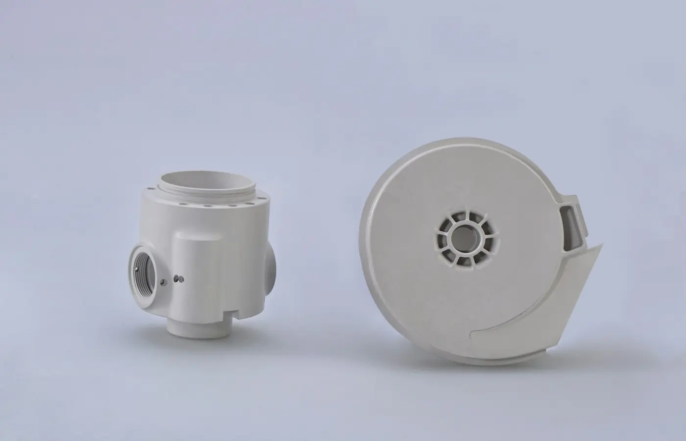 Pump impeller illustrating material selection for corrosive or abrasive service.